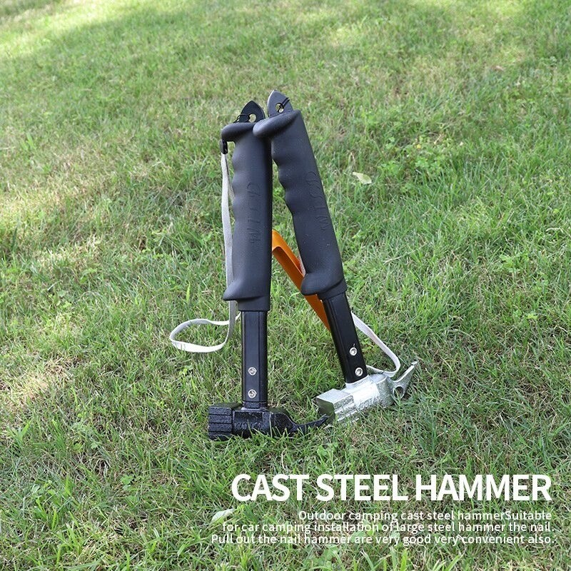 Heavy Duty Steel Multi Function Hammer Tool Camping Survival Tent Peg Puller