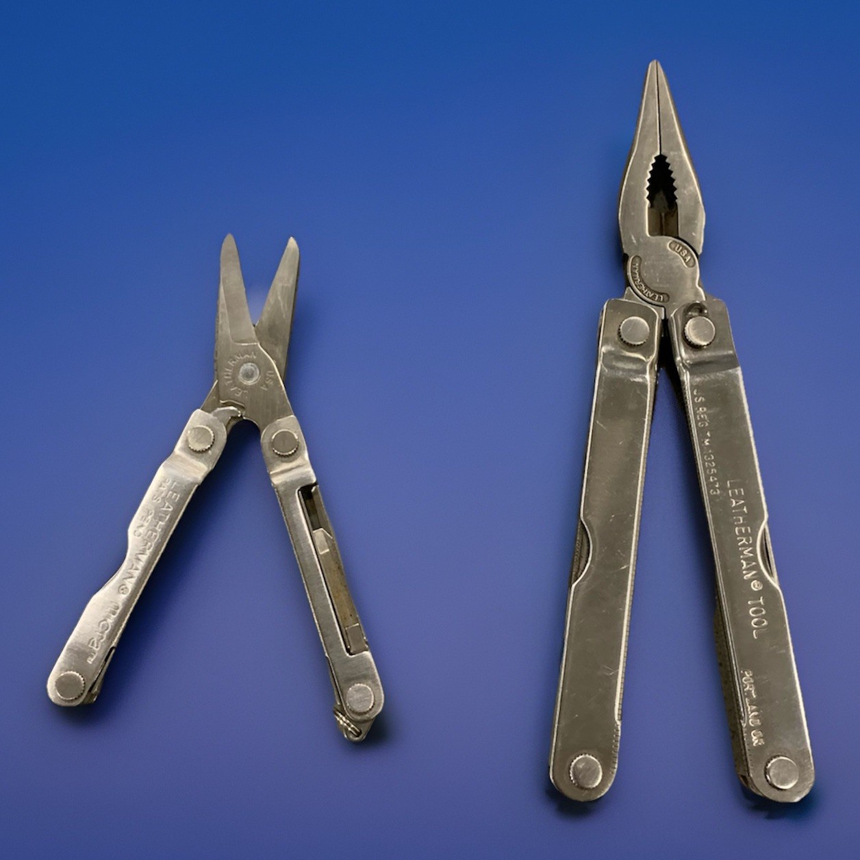 Vintage Original and Micra Leatherman Multi-Tool Set of Two (2) Stainless Steel