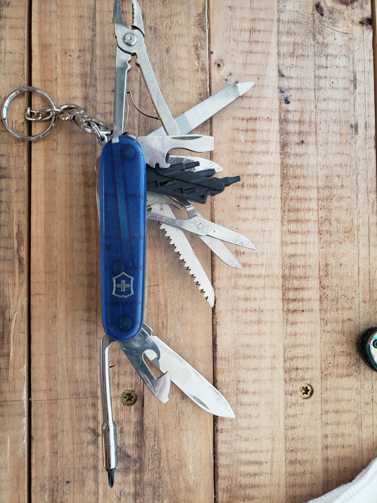 Victorinox Blue Stainless Multi-Tool Knife Scissors Corkscrew Bottle Opener