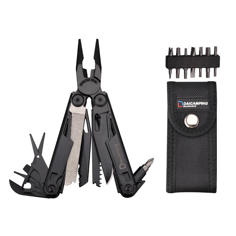 Daicamping DL12 Multi Tool Folding Pocket Knife Sheath Scissors Screw Pliers Can