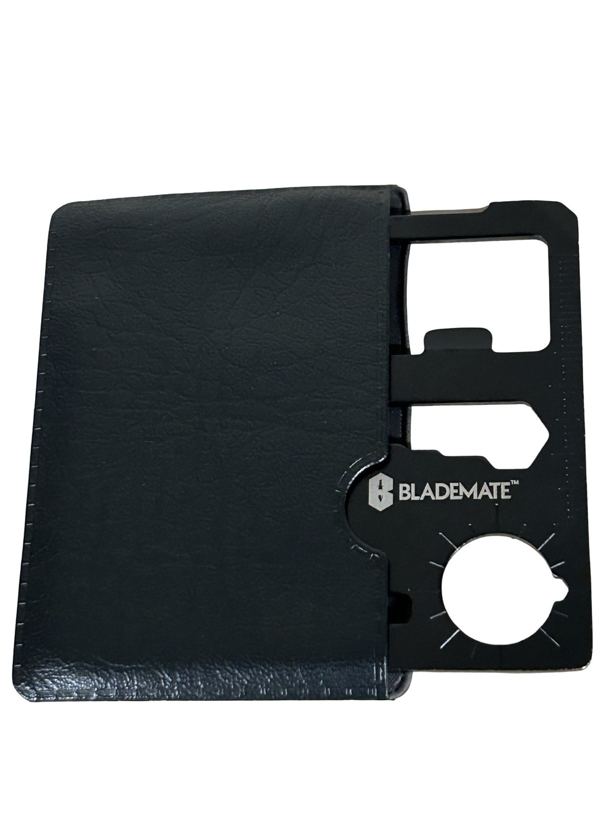 Blademate Stainless Steel Multi-Functional Tool with Black Leather Sleeve, 2″x3″