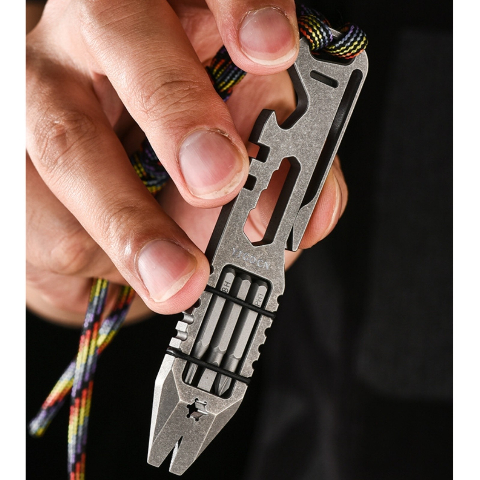 Titanium Alloy EDC Multi-Tool Pry Bar Wrench Spanner with 3 Screwdriver Heads
