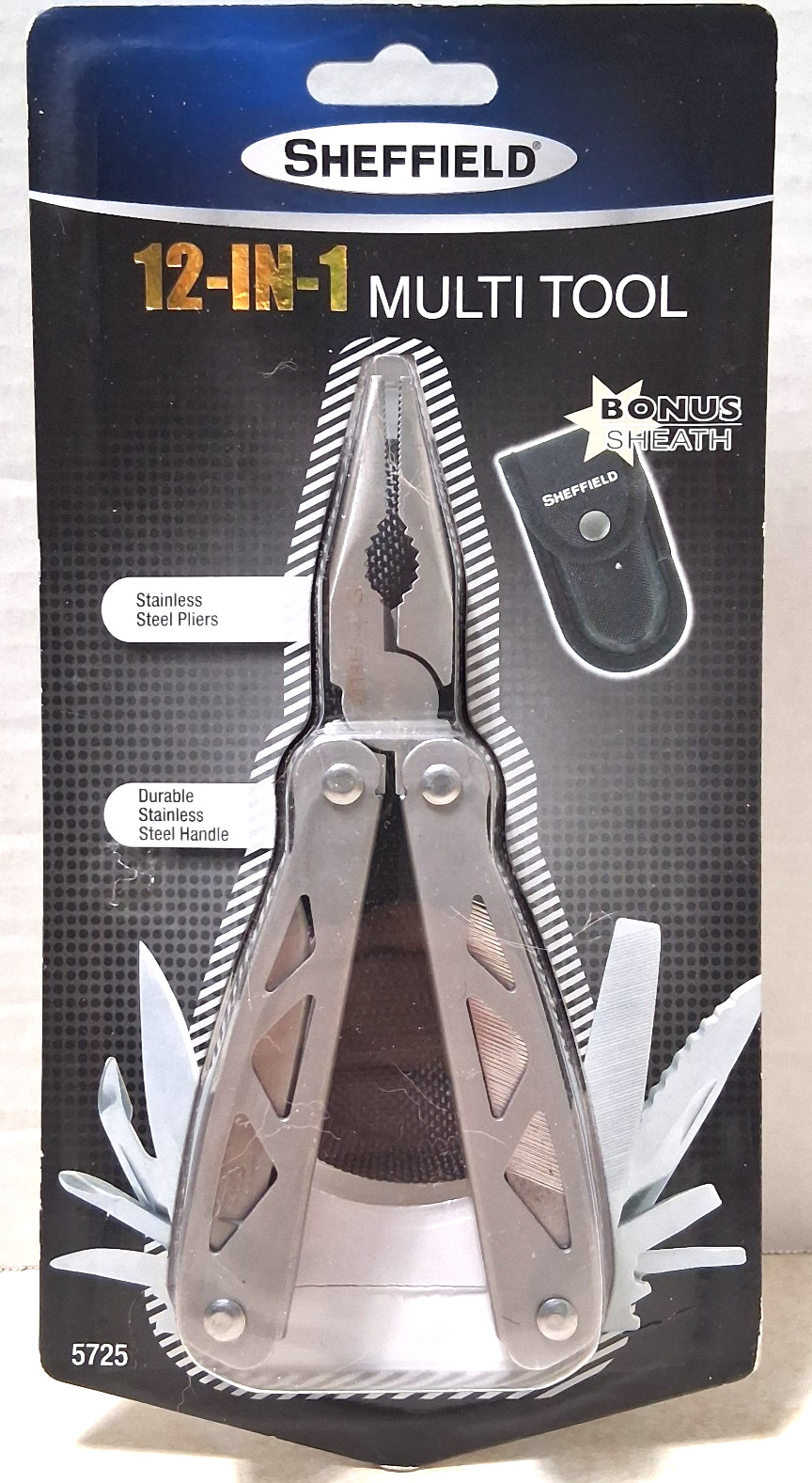 12-in-1 Multi Tool w/ Sheath – Sheffield – # 5725 – New in Sealed Retail Package
