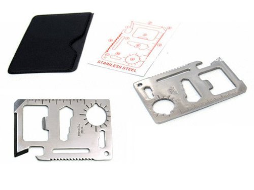 New 11 in 1 Multi Credit Card Size Outdoor Survival Knife Camping Tool+Case #534