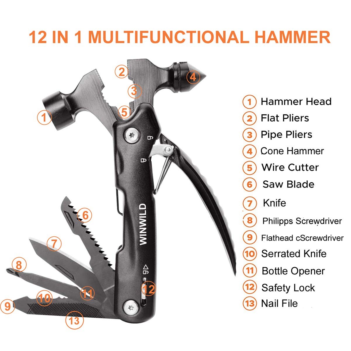 MultiTool Mini Emergency Hammer, Unique Christmas Gifts for Dad Men Women,…