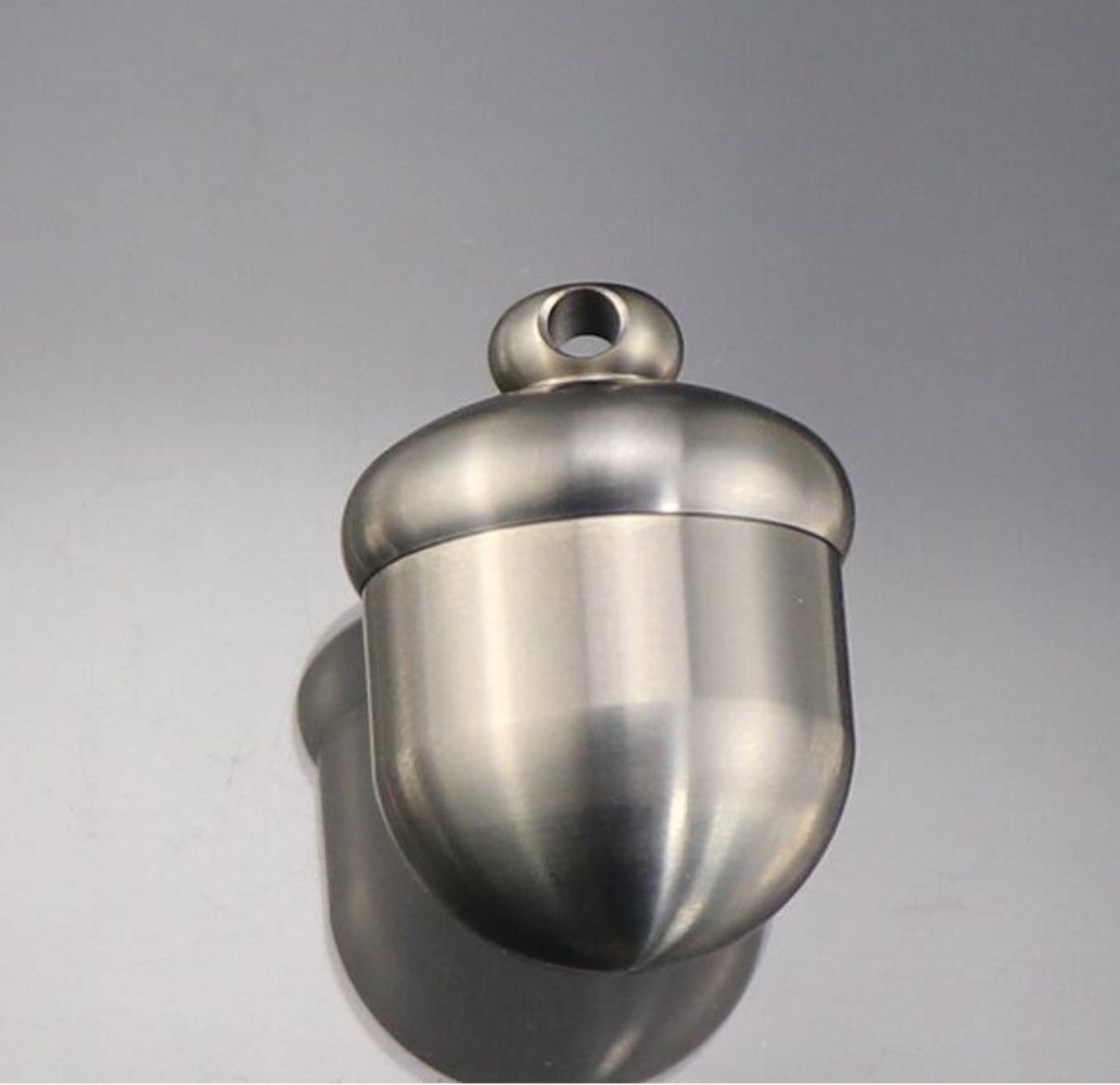 EDC Portable Pure Titanium Acorn Shape Waterproof Case Pill Box Ti Chain Pendant