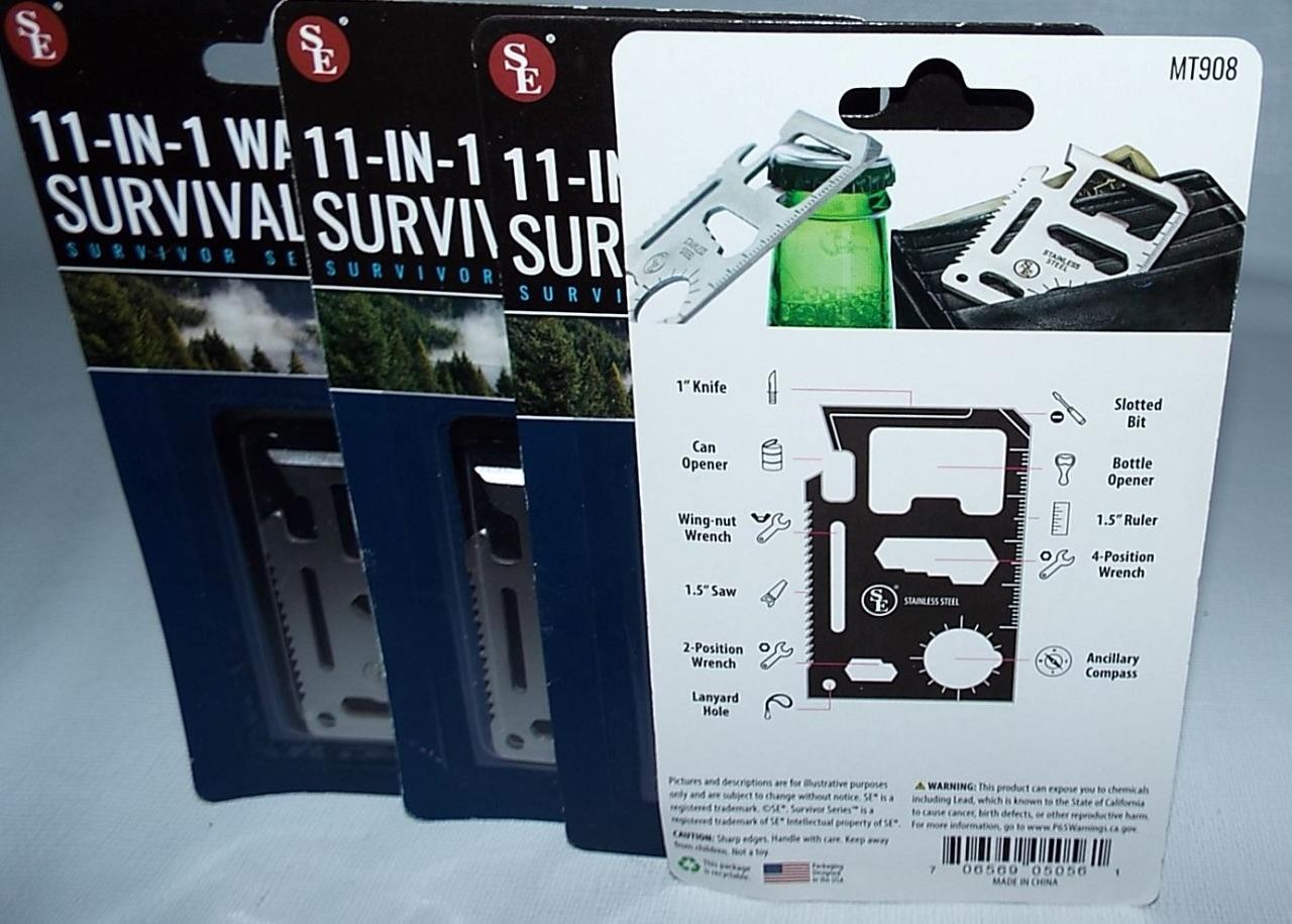 4 NEW SEALED the ORIGINAL 11-In-1 Wallet Survival Tool Stainless Steel w/Pouch