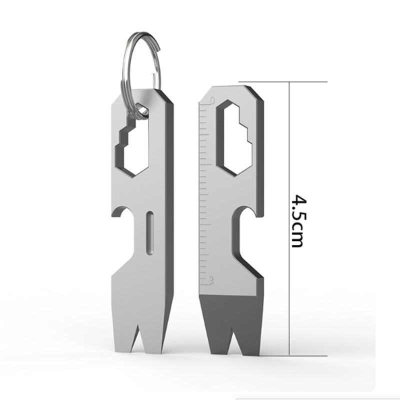 Mini Titanium Alloy Keychain Pry Bar EDC Crowbar Bottle Opener Wrench Multi Tool