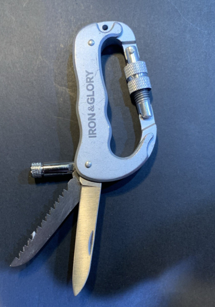 Iron & Glory Clip Hook Belt Loop Aluminum Folding Knife NEW