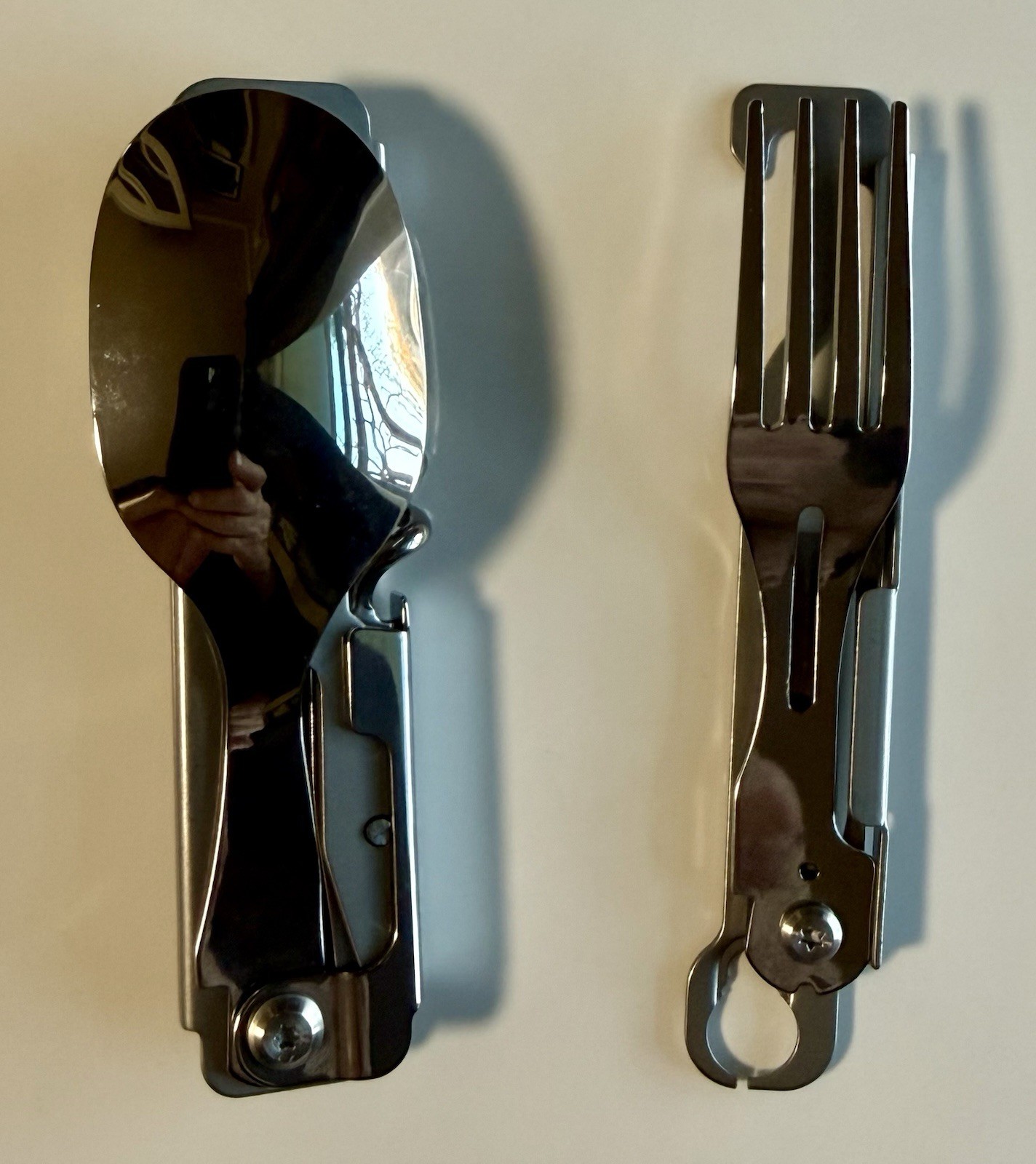FOLDING UTENSIL MULTI-TOOL (Stainless Steel With Cloth Tote Case) 5 In 1 Tools