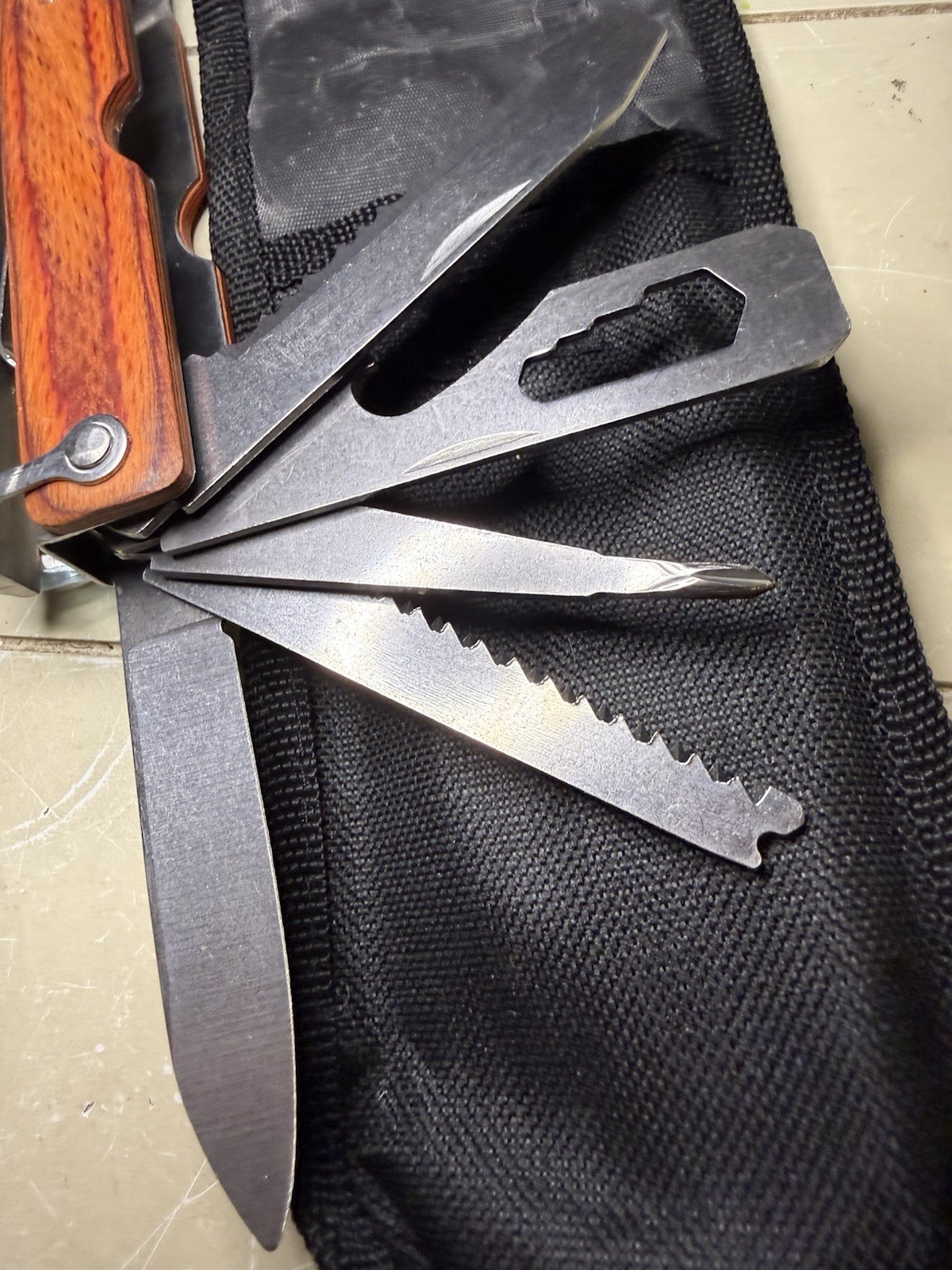 Camping Axe Hammer Folding Multi Tool Knife Saw w/Sheath