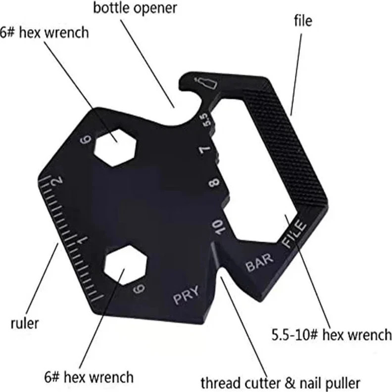 Multifunctional Hexagon Coin Tool Keychain Knife Screwdriver Pocket Gear