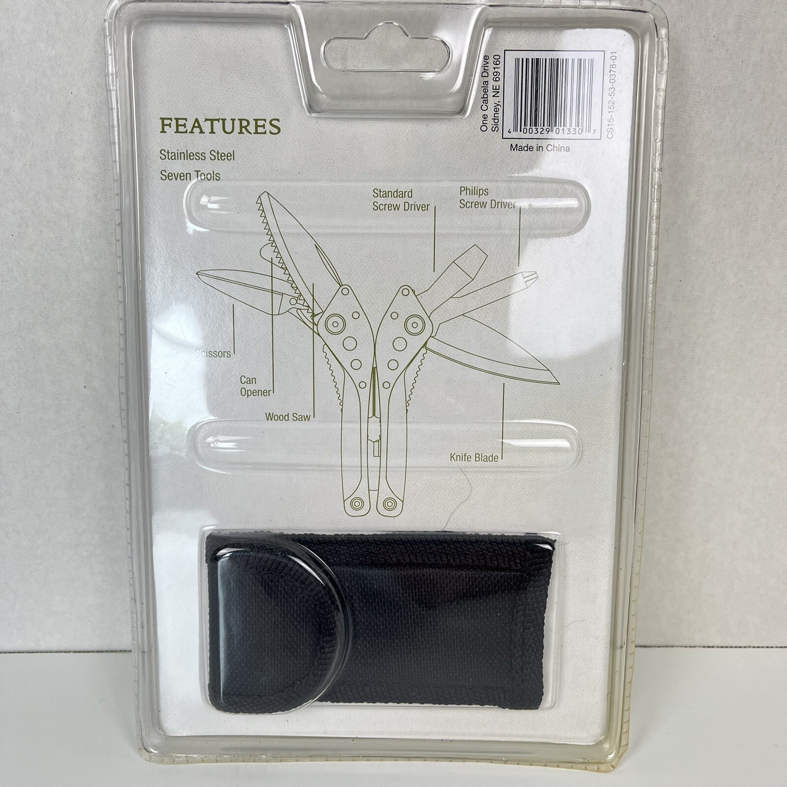 Cabela’s Multi Tool Knife with Case Stainless Steel Seven Tools Brand New