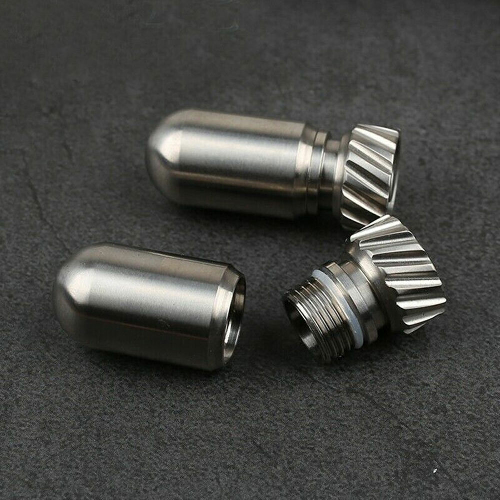 EDC Titanium Multi Tool Waterproof Portable Medicine Bottle Key Pendant Box Kit