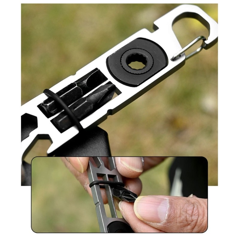 Steel Multipurpose Bottle Opener Key Holder Camping Hiking Multitool Keychain