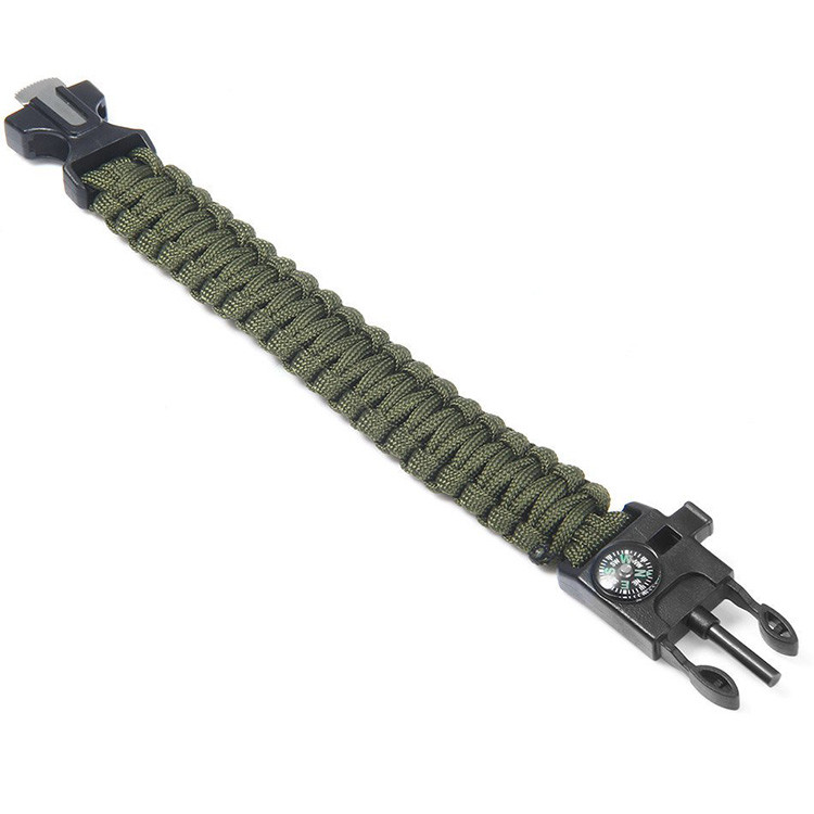 Pack of 6 (3 Black and 3 Army Green) 5 in 1 Multifunctional Paracord Bracelet