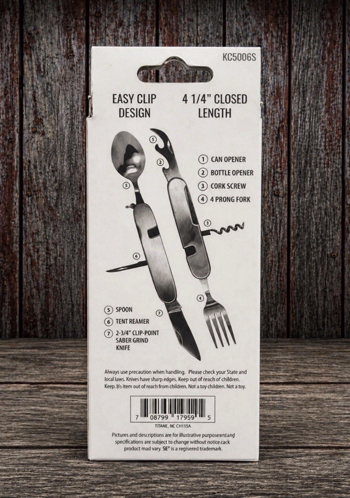 SE Survivor Series 7-in-1 Camping Tool KC5006S Multi Tool Utensil Survival Camp