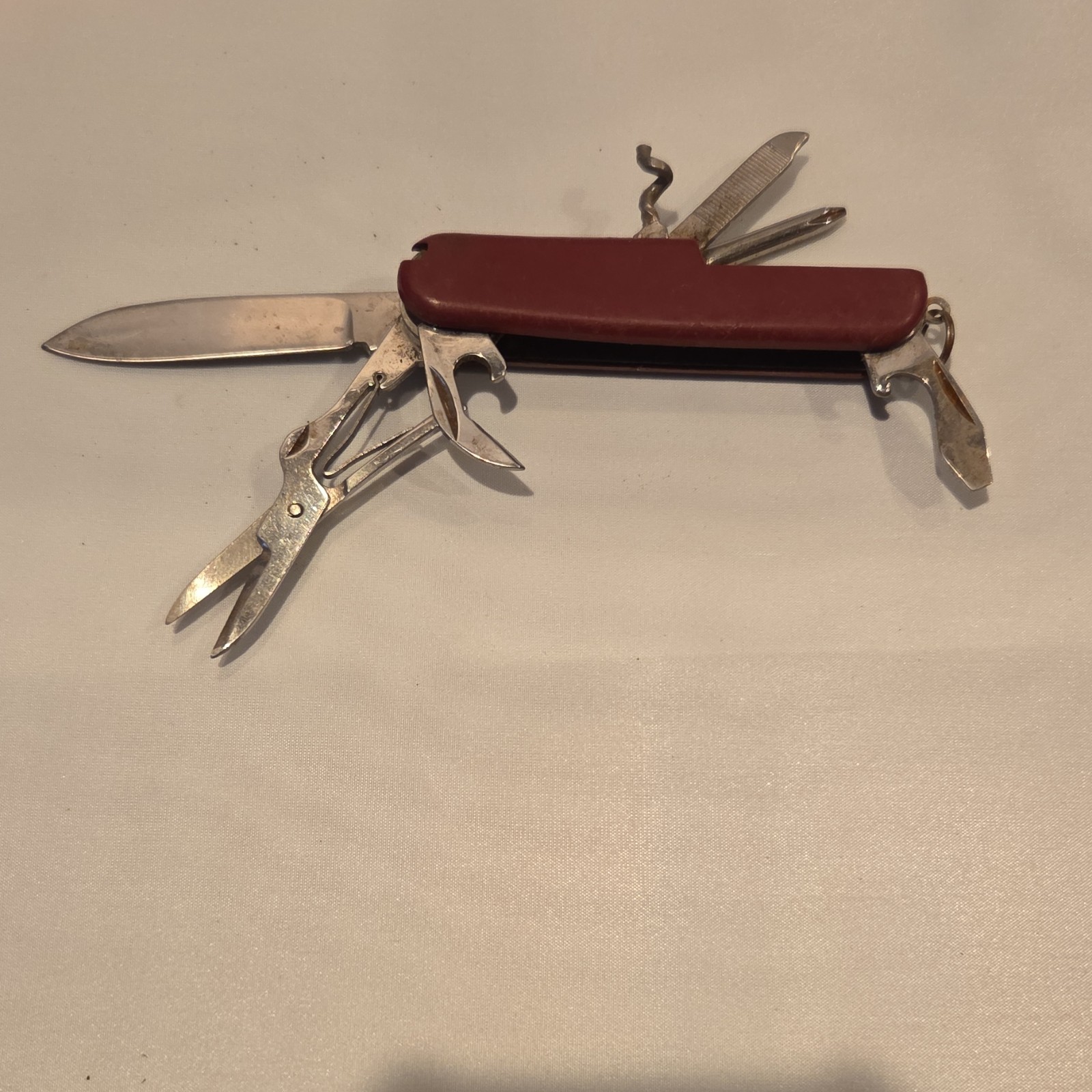 Red Stainless Steel Multi-Tool Knife Scissors Bottle Opener Screwdriver