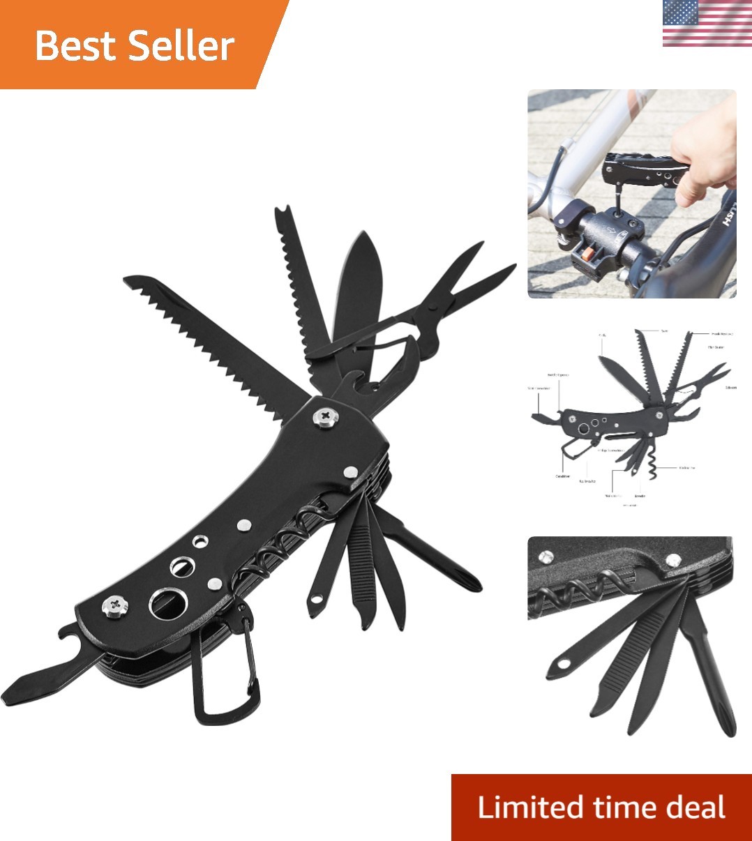 15-in-1 Stainless Steel Multitool Pocket Knife with Sheath for Hiking, Campin…