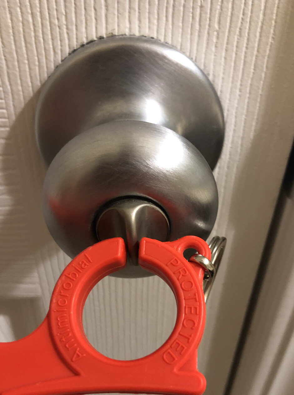 NO TOUCH Hands-Free Door Opener / Button Pusher Hook Key Chains w/ KEY RING /ABS