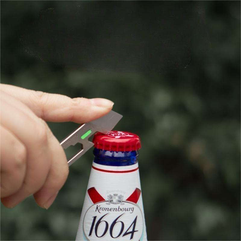 EDC Titanium Mini Pry Bar Crowbar Bottle Opener Wrench Ruler Keychain Multi Tool