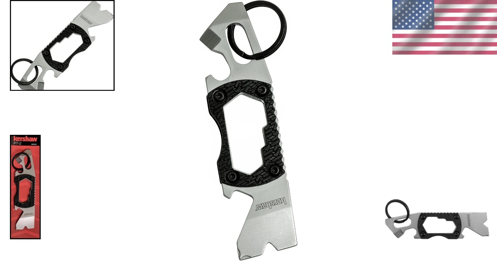 Compact Kershaw PT-2 Keychain Utility Tool with Bottle Opener and Screwdrivers