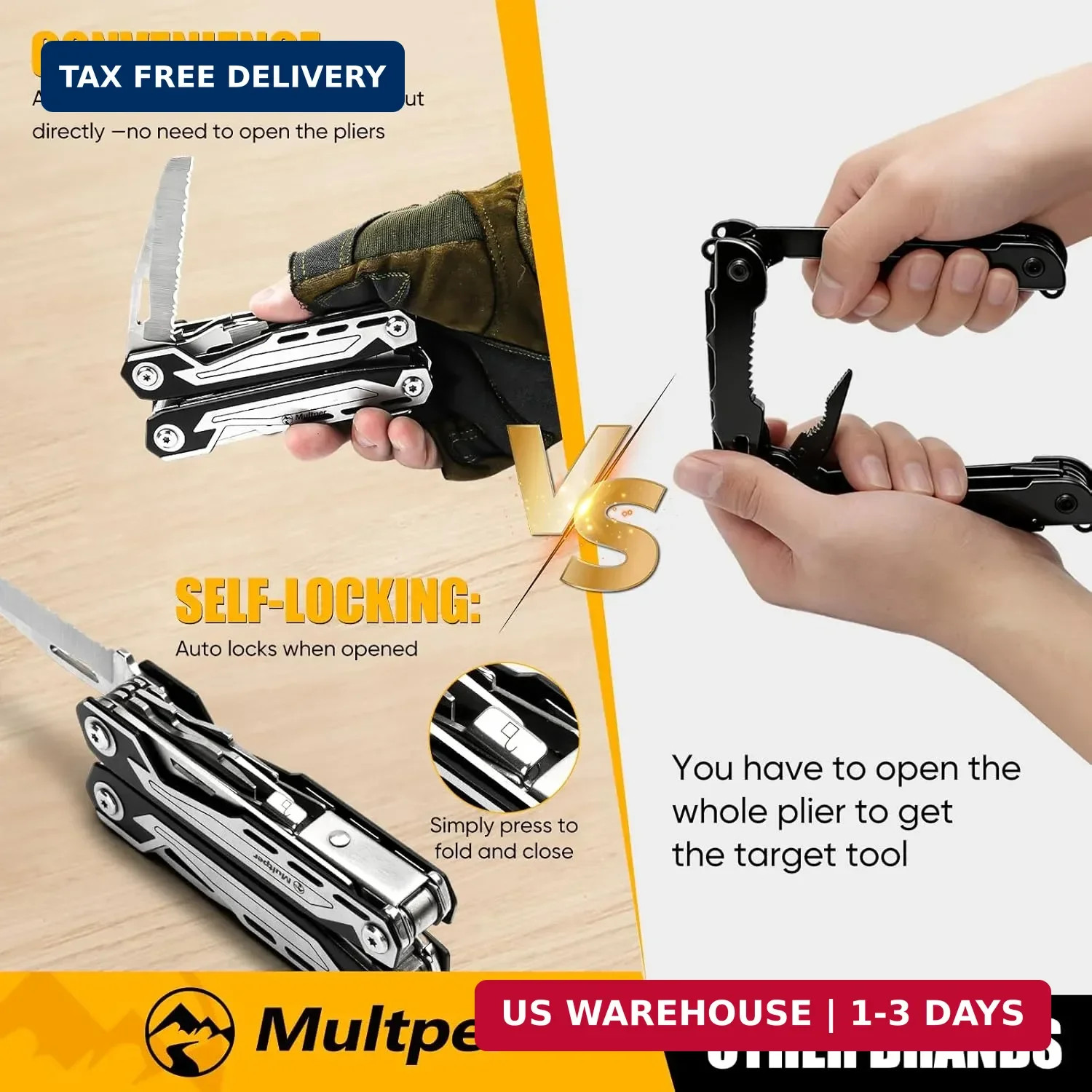 Multper Multitool Pliers MP003AB, 21-in-1 Stainless Steel Multi Tool with Pocket