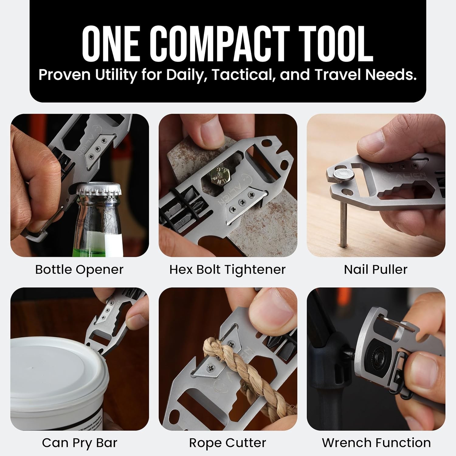 EDC Pry Bar Multitool 10-in-1 Pocket Pry Tool Bottle Opener EDC Tool