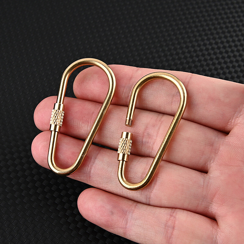 5PCS Mini Brass O Shape Ring EDC Screw Lock Carabiner Backpack Hook Keychain