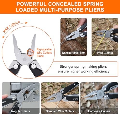 11-in-1 Adjustable Ratchet Wrench Multitool, Foldable EDC Tool with Pliers, Knif