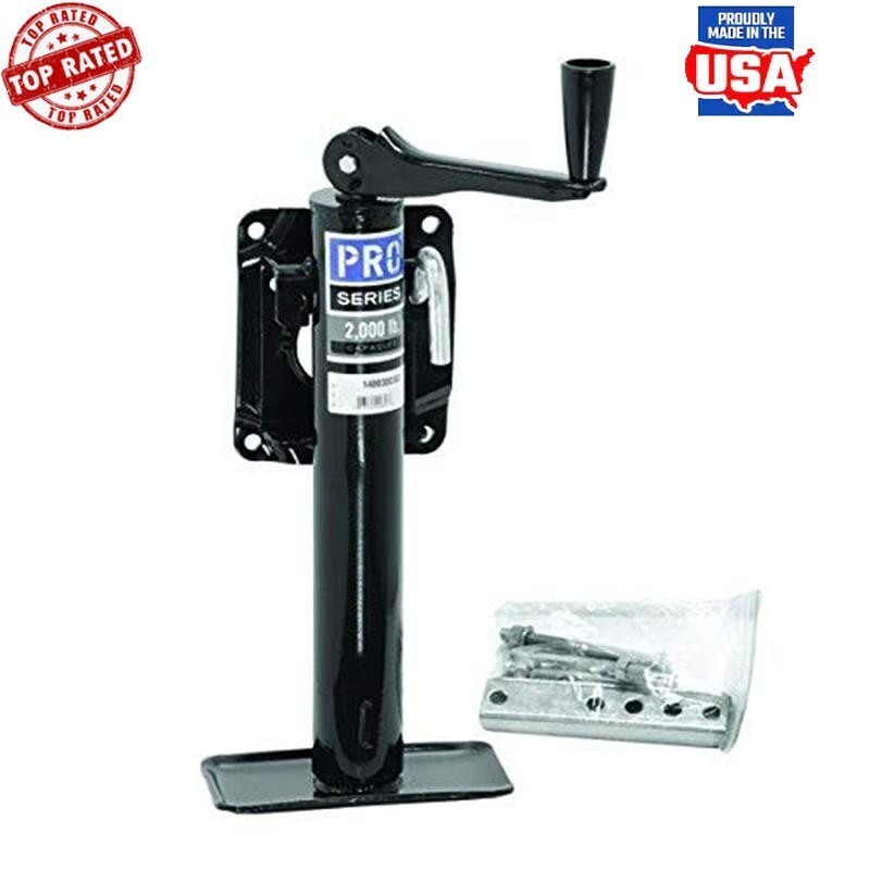 Pro Series Bolt-On Trailer Topwind Jack 2000lb Load Capacity Metal Construction