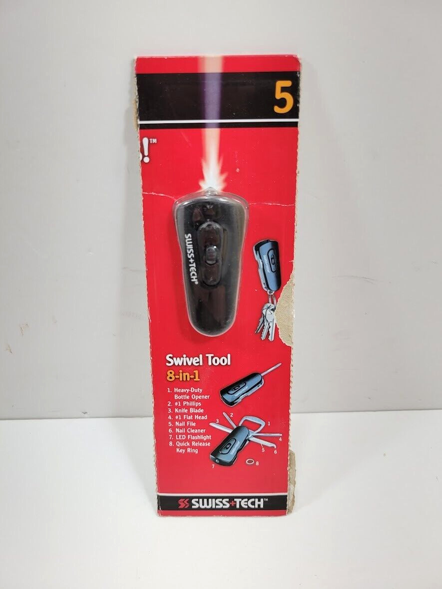 Swiss+Tech 8 in 1 Swivel Tool, Mini Folding, Knife, Screwdrivers, Bottle Opener