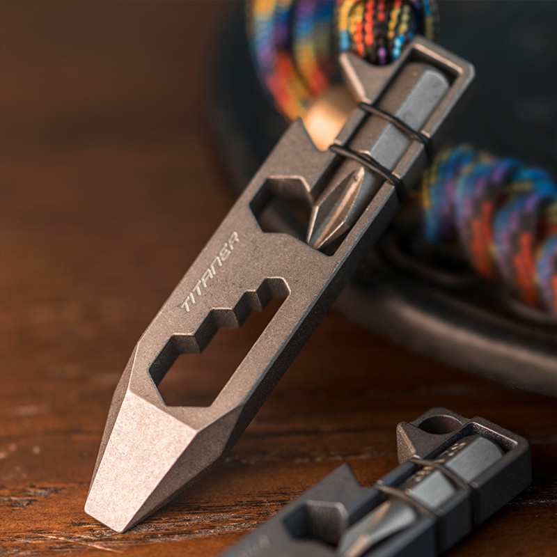CNC Laser Engraved Titanium Alloy Multi Tool Compact EDC Pry bar – Blue/Grey