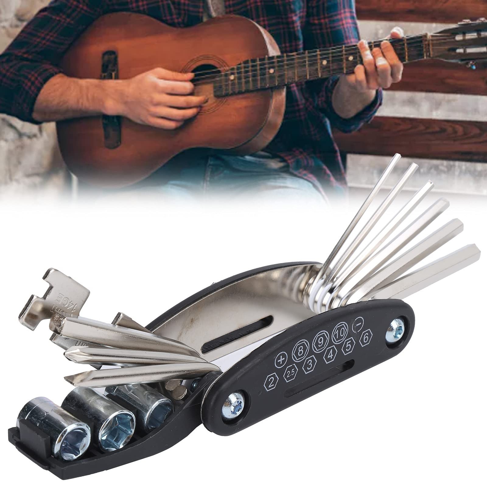 13-in-1 Guitar Multi-Tool, Portable Tool for Acoustic Guitar, Bass, Comes wit…