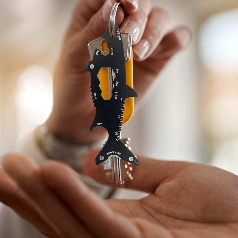 Shark Shaped Bottle Opener 15 in 1 multi-Tool Stainless Multi-function Keychain