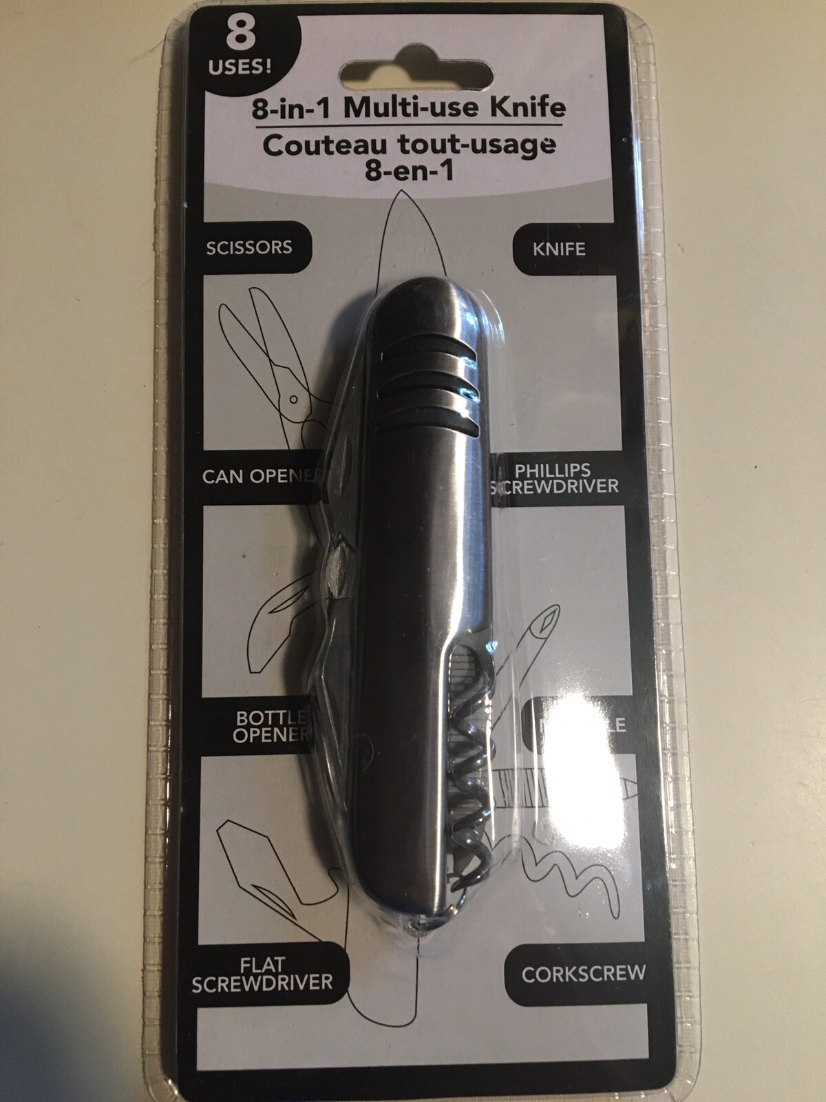 8-in-1 Multi-us Pocket Knife Couteau Tout-Usage 8-en-1