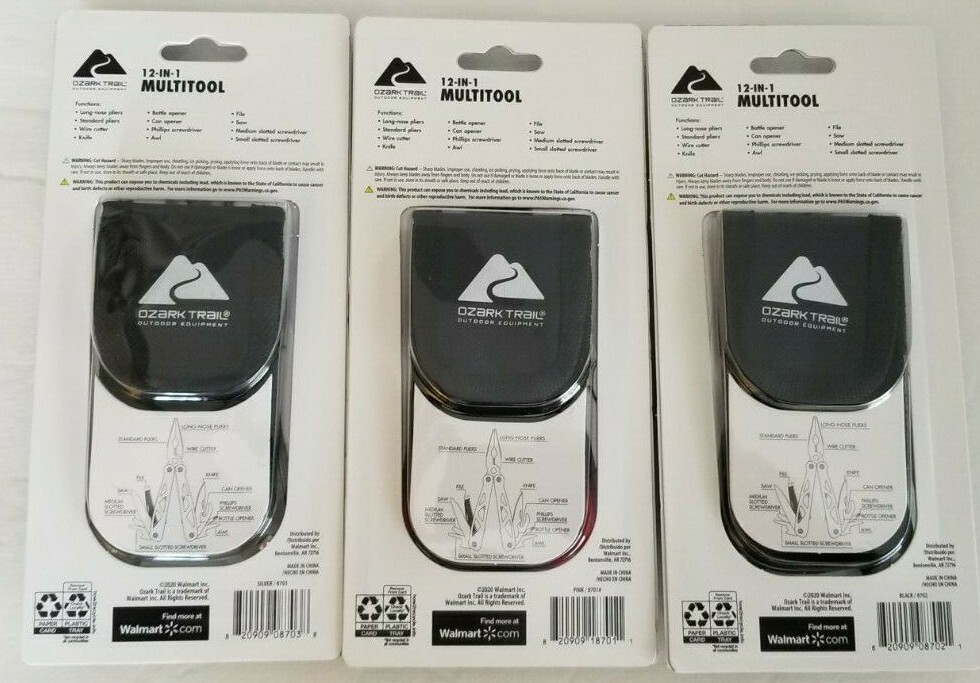 Ozark Trail 12-In-1Multi Tool Pliers,Wire Cutter,Saw, Knife W/Sheath in 3 Colors