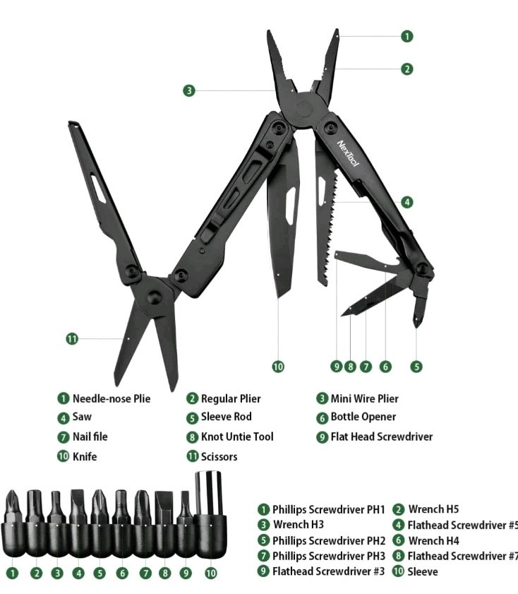 NEXTOOL BLACK KNIGHT Multitool kit Outdoor Tool 11 in 1 Survival Tool