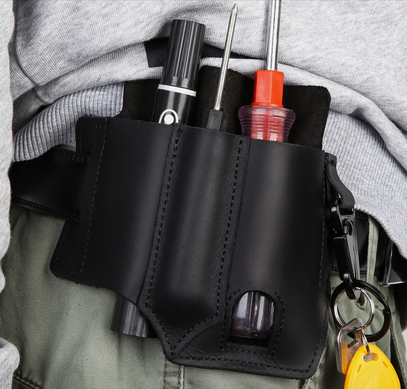 EDC Belt Organizer Multitool Leather Sheath for Leatherman Knife Pen Flashlight