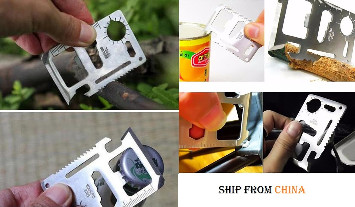 11in1 Multi tool Pocket Credit Card Knife Survival Camping saw can opener screw