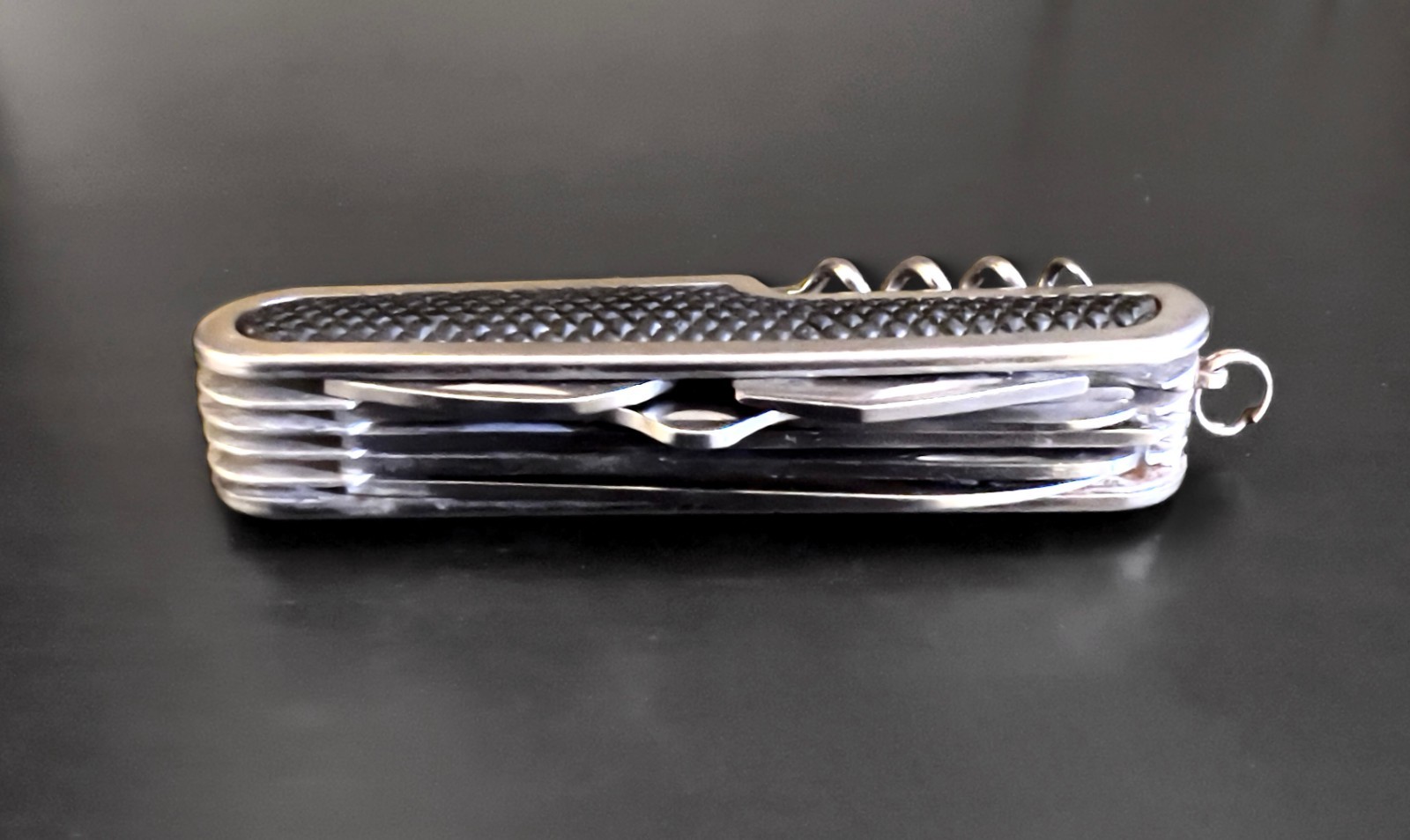 Vintage 3.5″ Stainless Steel 9-in-One Multi-Tool Pocket Knife & Key Chain w/Grip