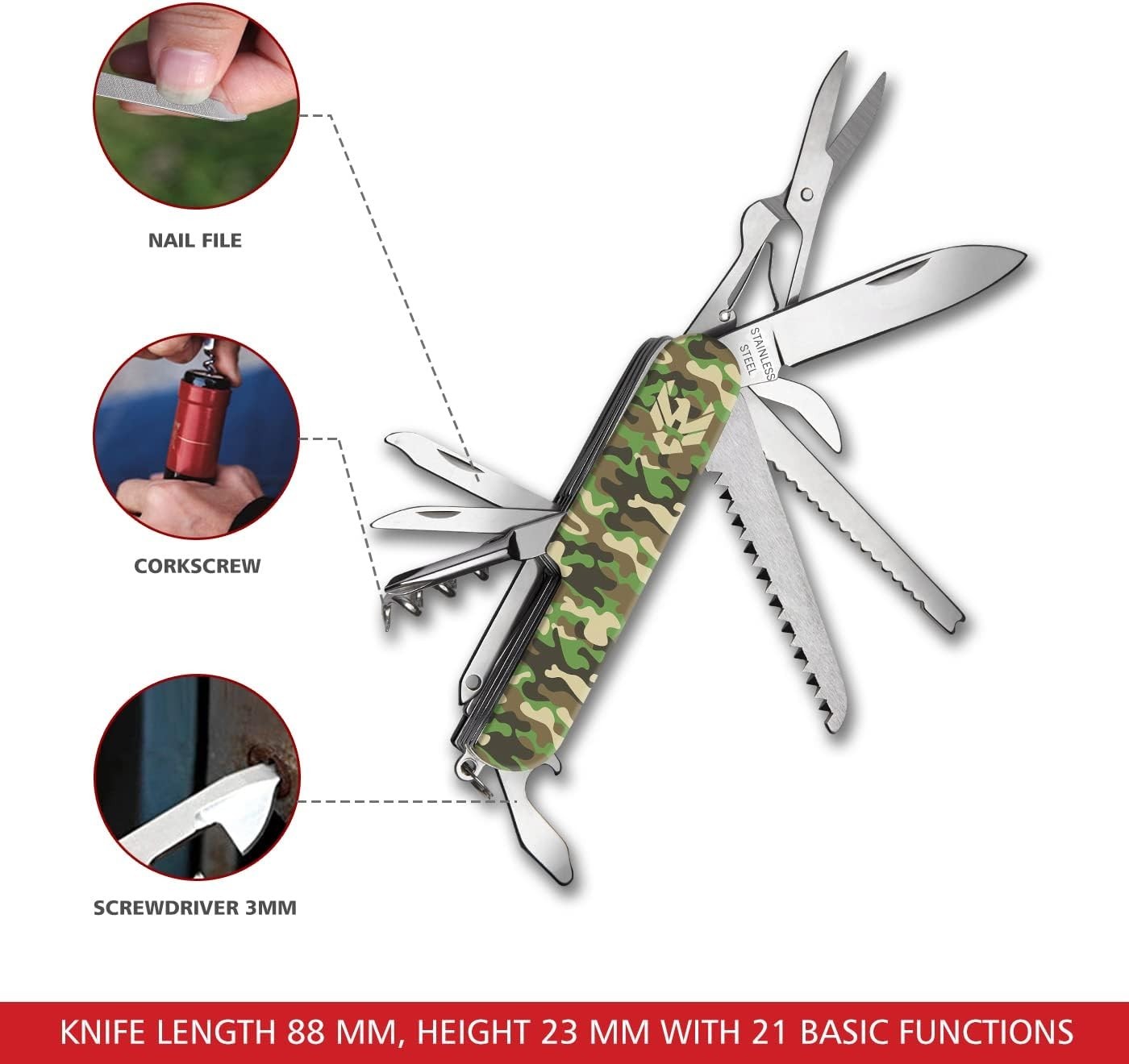12-in-1 Commando Pocket Tool – Versatile Green Multi-Tool for Outdoors