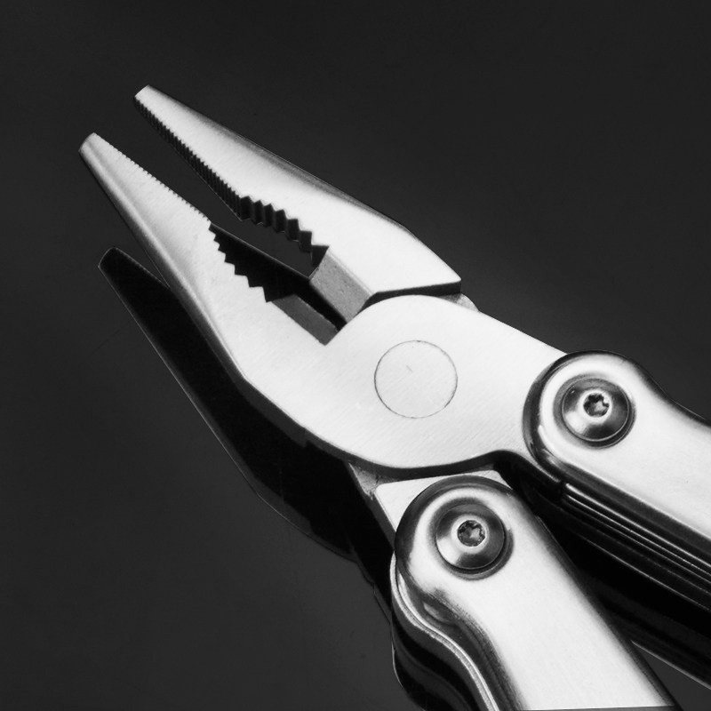 Stainless Folding Multitool Pliers with Blade LED Light EDC Car Tool