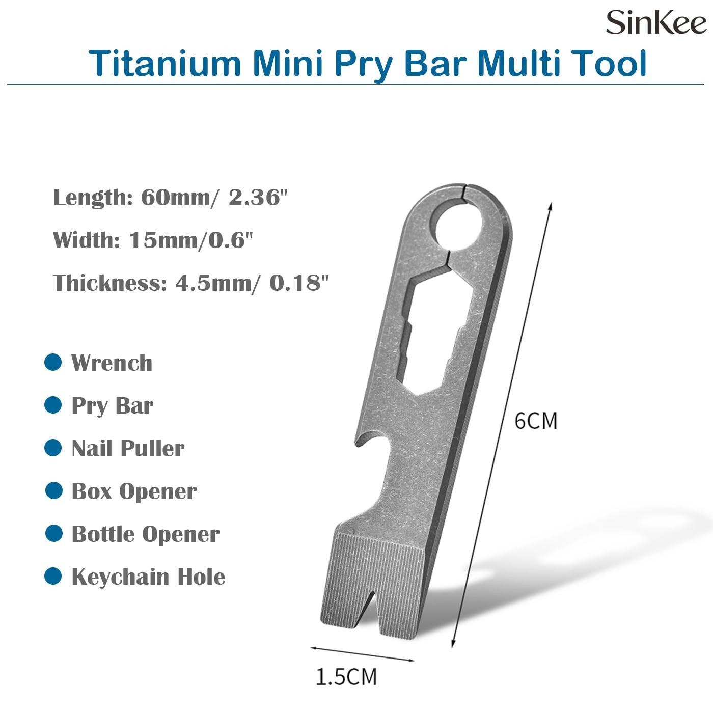 Titanium Mini Pry Bar Multi Tool 2.36″ with Bottle Opener Nail Puller Box Ope…
