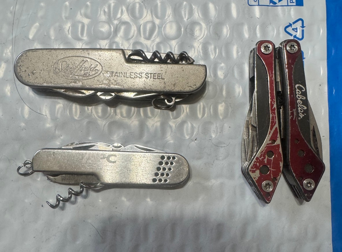 Lot of 3 Multi Tools Cabela’s Multi-Tool 7 Tools, Ace