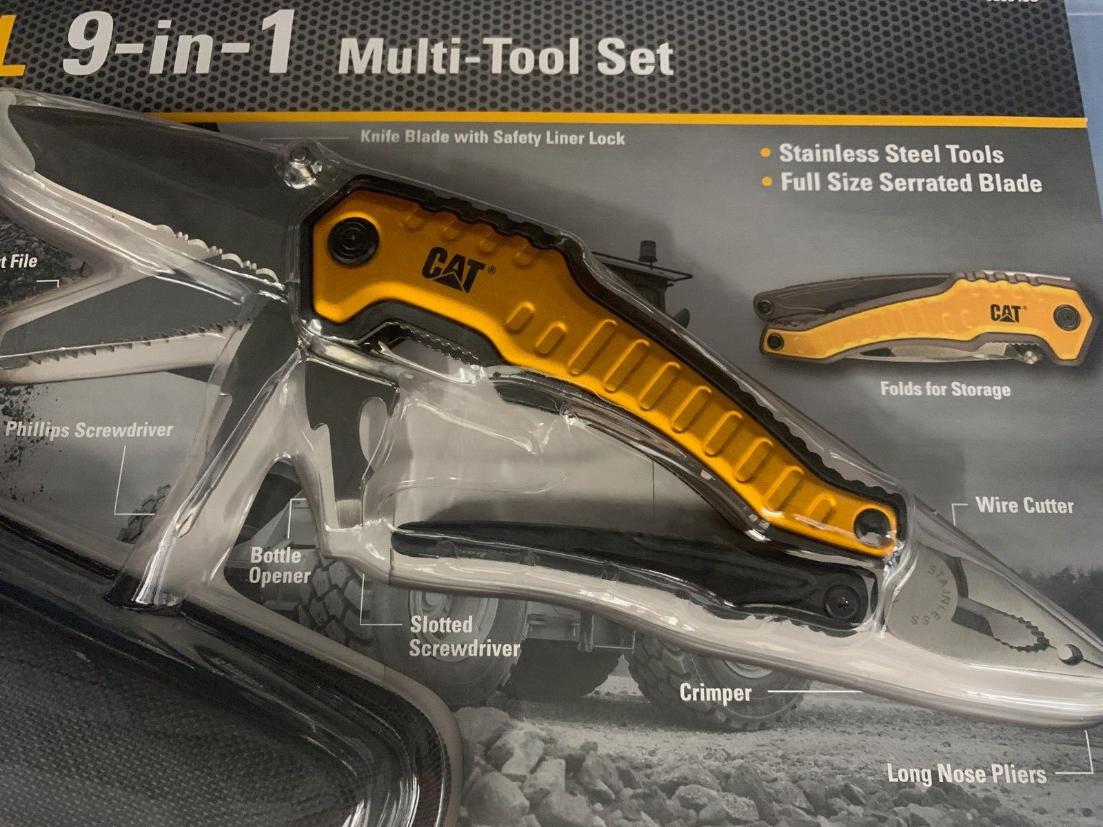 CAT XL 9-in-1 Multi-Tool Set, Stainless Steel Tools with Belt Loop Storage Pouch
