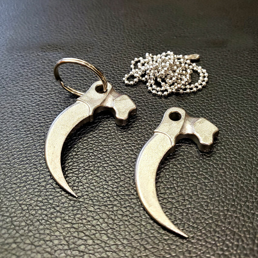 Stainless Steel Keychain Eagle Claw Necklace Pendant Bead Unpacking Box Tool