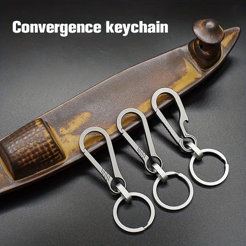 Titanium Carabiner Keychain Hook Key Ring with Bottle Opener EDC Outdoor Tool