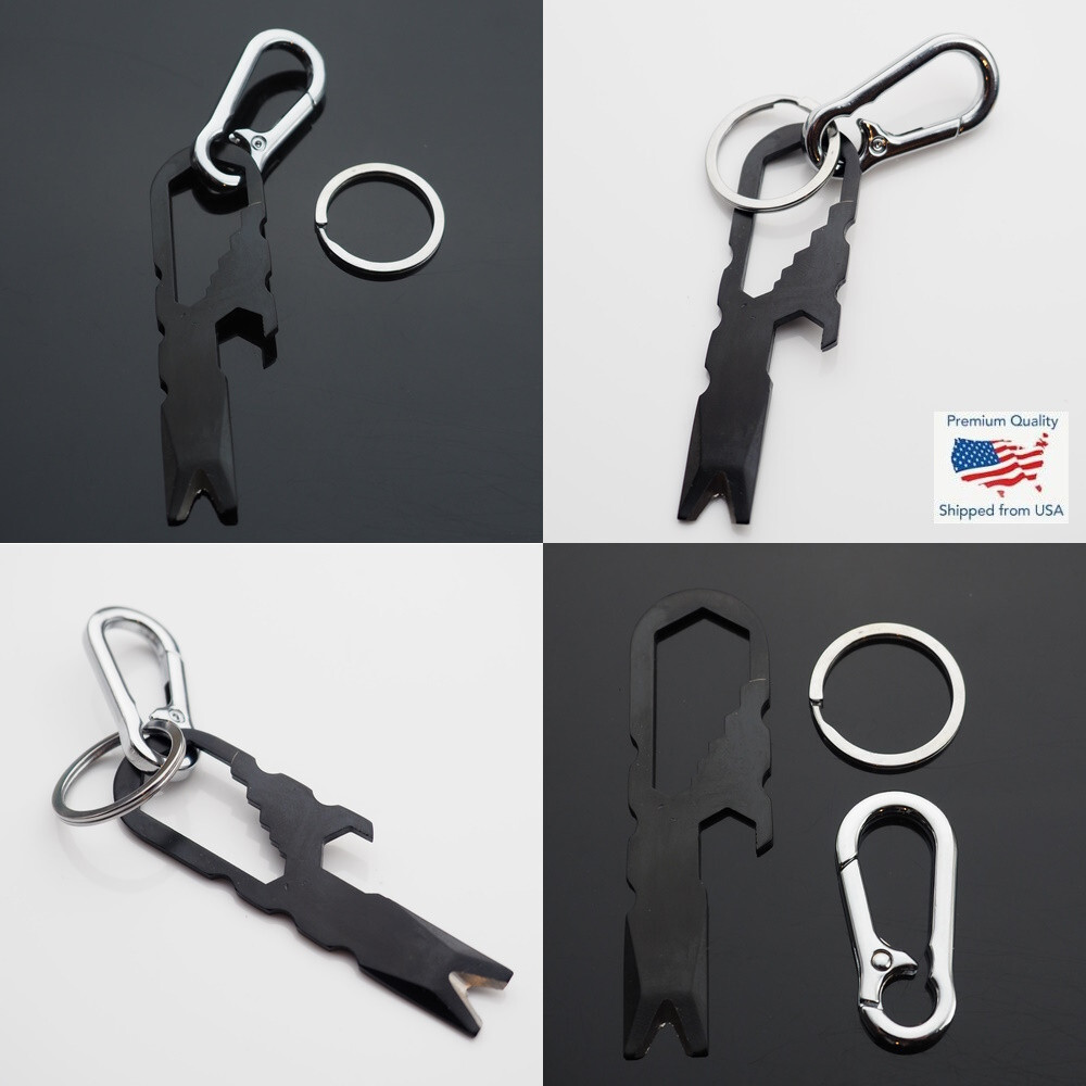 Keychain Multi Tool Crowbar Screwdriver Hex Wrench Carabiner Bottle Opener EDC