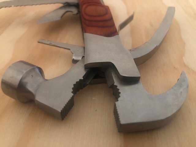 Sheffield (12913) Hammer premium-14 in 1-multi tools W/leather sheath belt-GREAT